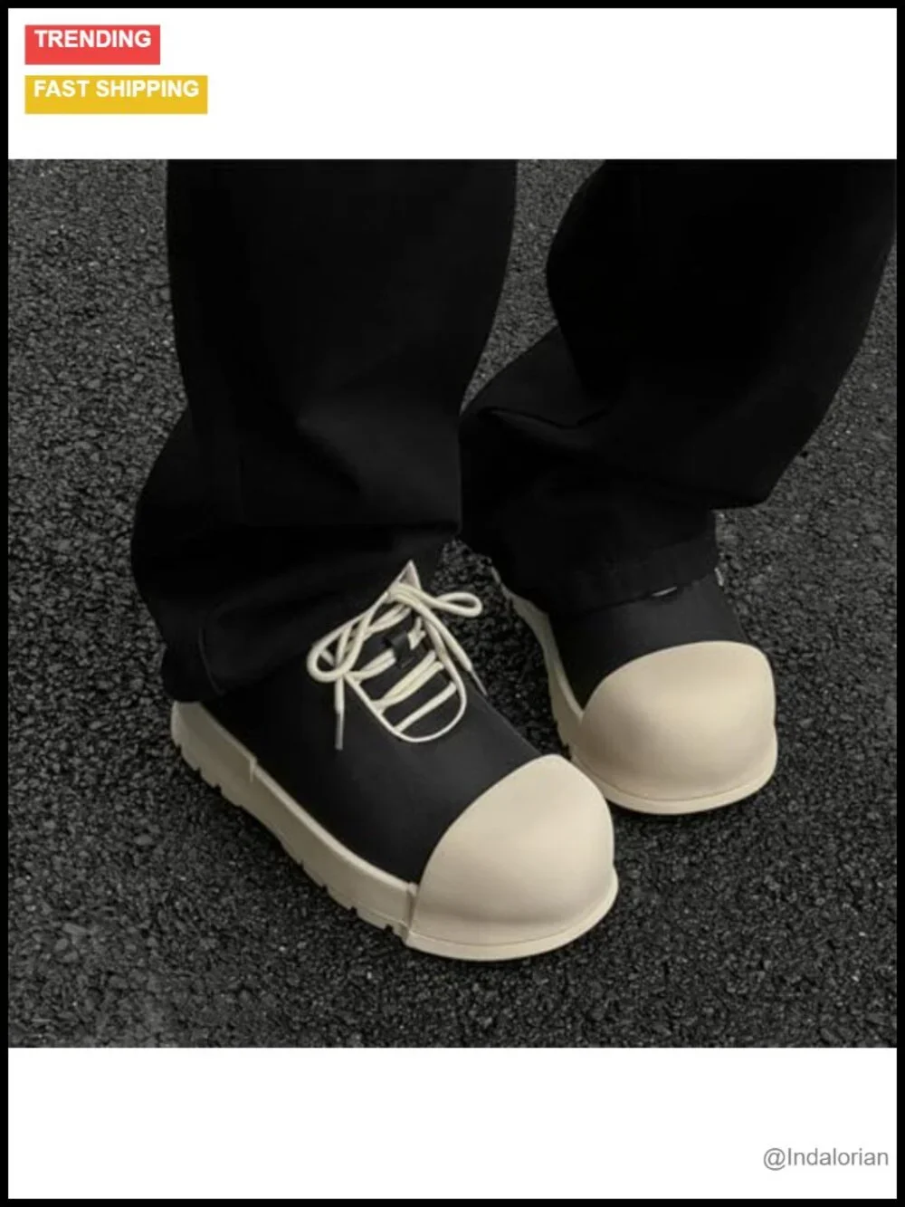 Avant-Garde Punk Chunky Platform Sneakers Men's Lace-Up Low-Top Fashion